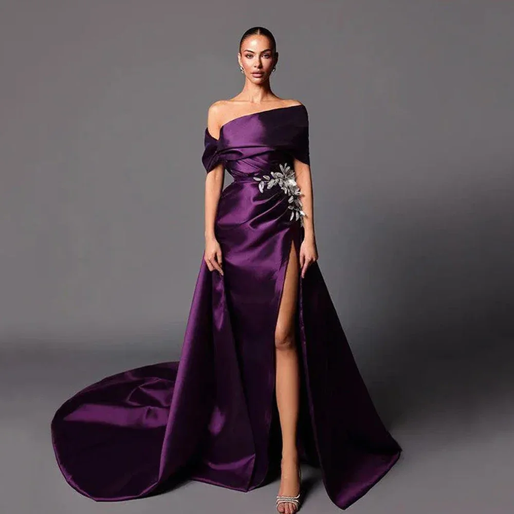 

Classic Exquisite High quality Retro Applique Ruched A-line Off-the-shoulder Long Dresses Customized