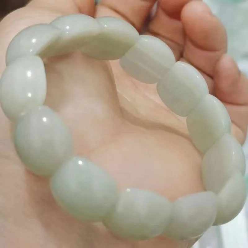 

Натуральный полукруглый браслет из Синьцзяна для женщин, приносящий удачу, из нефрита Тяньшань.