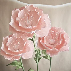 3Pcs Set Giant Flowers Poppy Paper Flower Head Wedding Road Guide Floral Event Party Backdrop Decor Stage Window Display Poppies