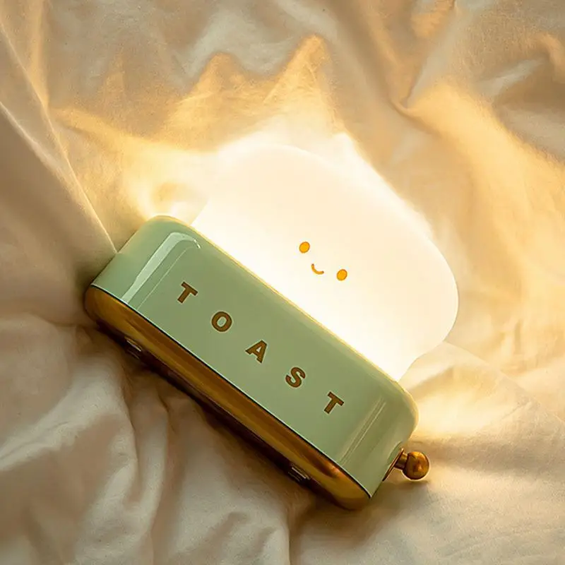 Cute Night Light Toast Lamp Dimmable LED Toaster Night Lamp Rechargeable Rechargeable And Timer Setting Nursery Night Light