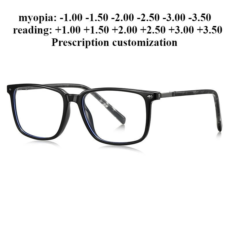 

55-17 Высококачественные прямоугольные очки для чтения с блокировкой синего света TR90 Мужские очки без рецепта по индивидуальному заказу