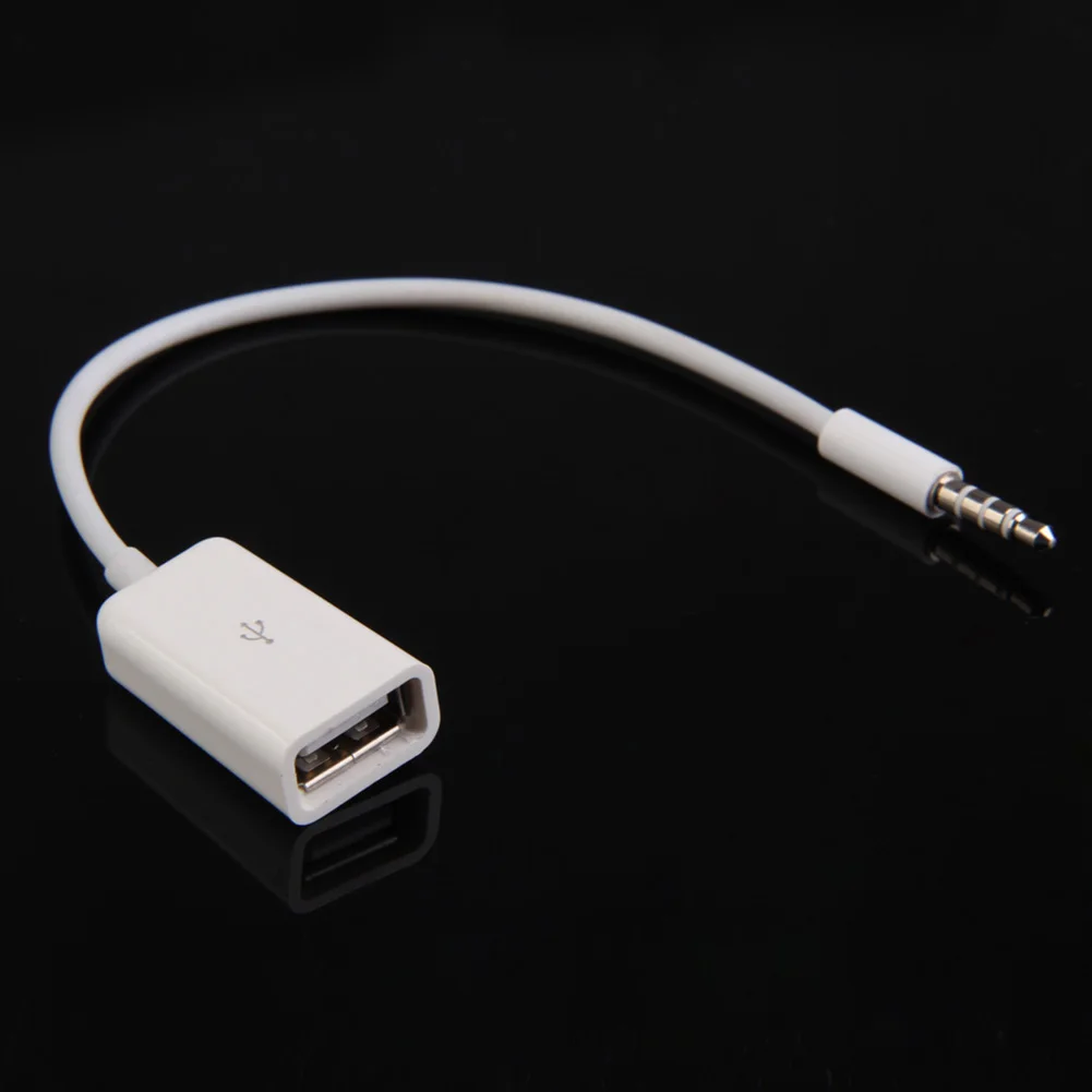 Adaptador de audio AUX macho de 3,5 mm para coche a USB 2.0 hembra, cable convertidor de audio AUX a USB 2.0 hembra para coche MP3