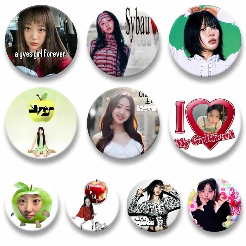 Broche Kawaii Pop YVES Yyxy LOONA, Pin Divertido con Diseño de Portada de Álbum, Insignia Redonda para Ropa, Mochila, Zapatos, Joyería Coleccionable, Regalos