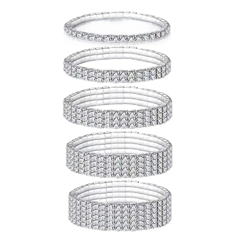 2026 New Minimalist Instagram Style Girl Row Zircon Bracelet, Women's 10 Row Diamond Sparkling Jewelry Jewelry Wholesale