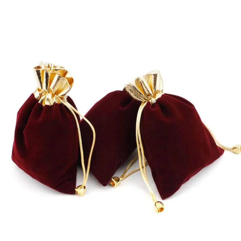 50Pcs/lot Velvet Bag Flannel Jewelry Sachet Gold Plated Packaging Bag Drawstring Drawstring Gift Bag 3 Specifications