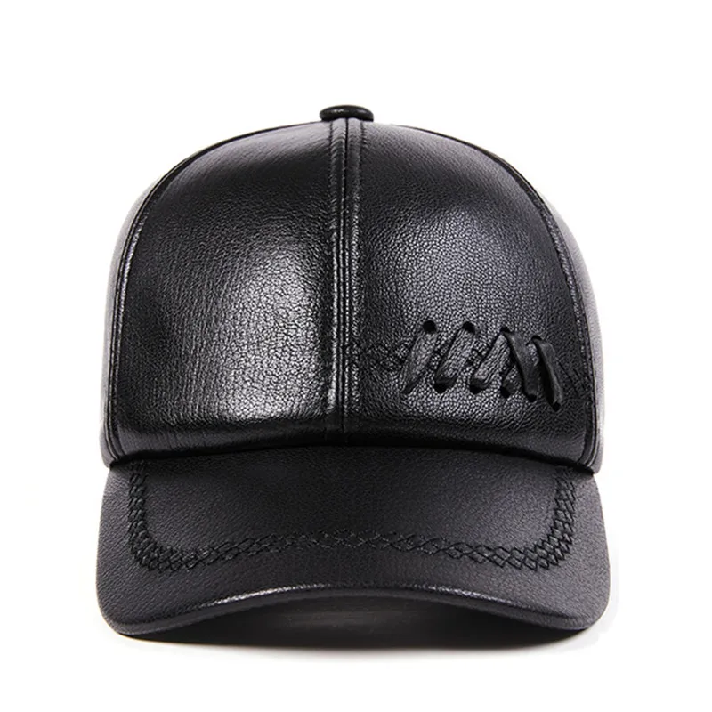New Autumn Winter Sheepskin Warm Baseball Caps For Men Personality Natural Genuine Leather Cap Men's Cap gorras casquette кепка