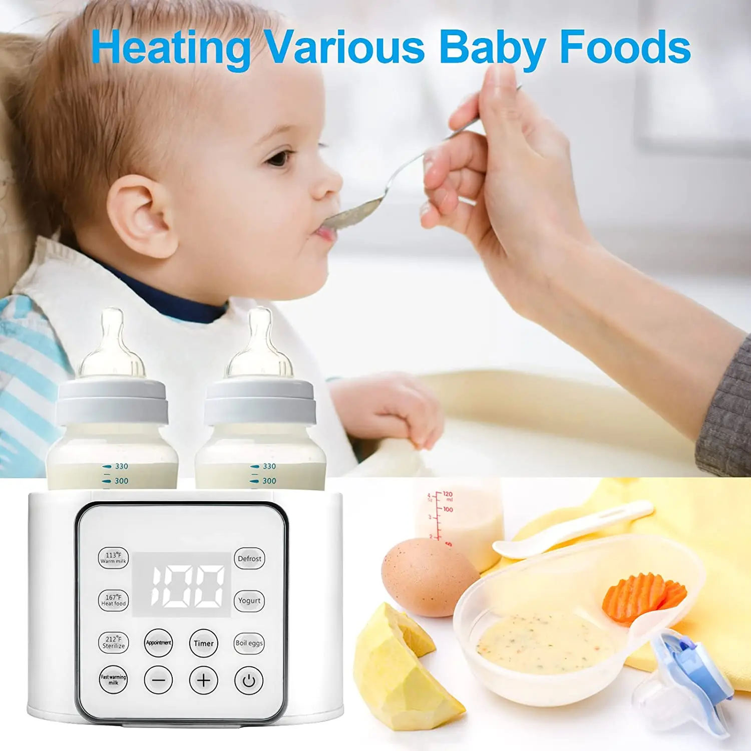 Safe Milk Warmer para diferentes tamanhos de mamadeira, Baby Milk Heater, Versátil