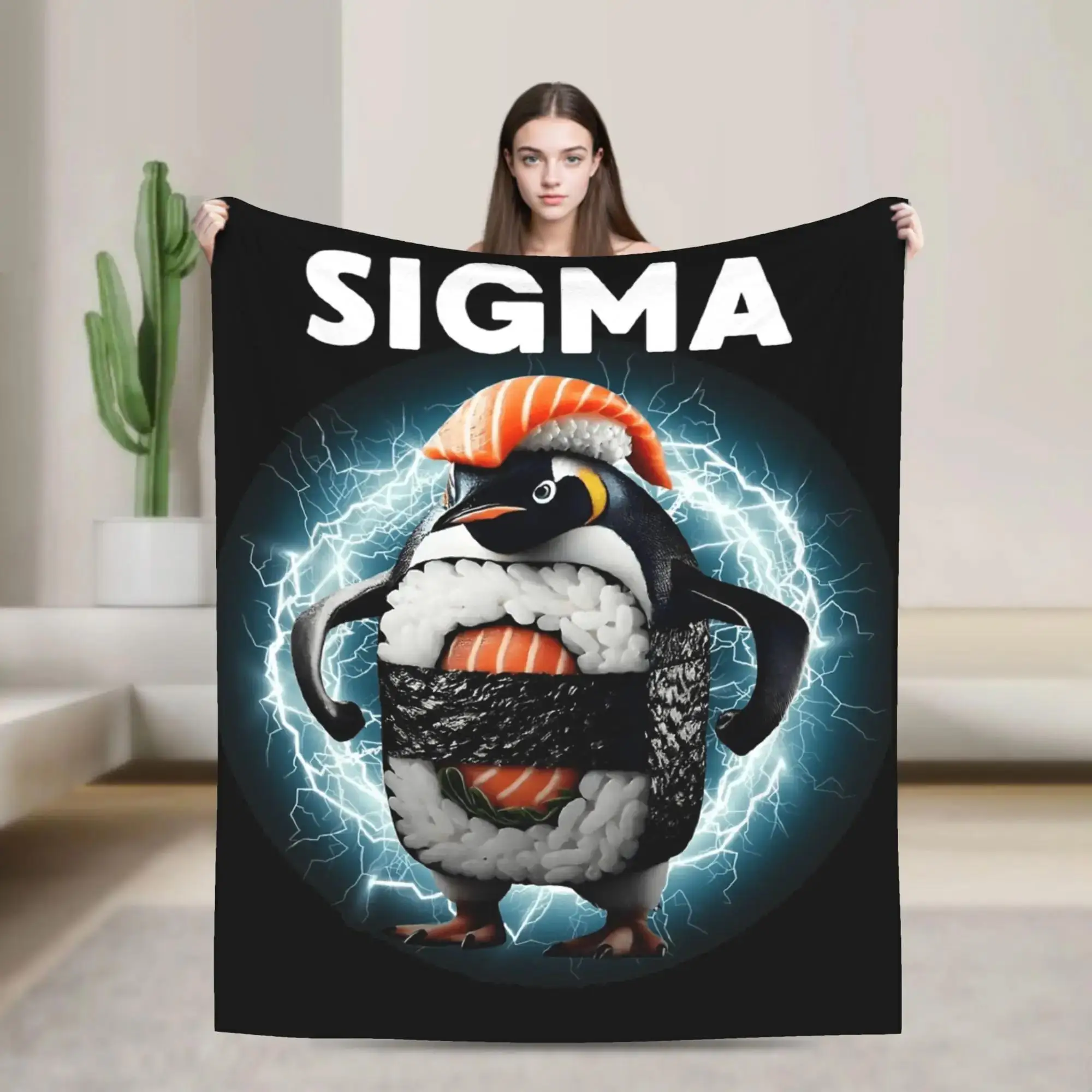 

Фланелевое одеяло Sigma Italian Brainrot Meme Penguin Sushi, зимнее мягкое покрывало для детей, для улицы, для кровати, для дивана