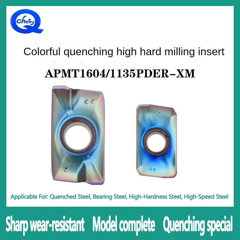 

10Pcs/Box APMT1135/ 1604PDER-XM Rainbow Color Hardened Milling Inserts For Quenched Steel High Hardness Steel Wear Resistant