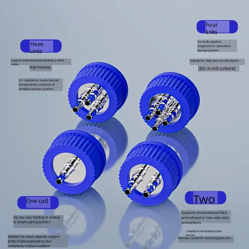 Stainless steel feed bottle cap Mobile phase cap 1/two/tee/4/GL45 plastic feed bottle cap