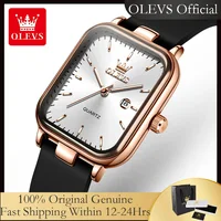 OLEVS 7089 Relojes para mujer con caja de regalo Correa de silicona original Relojes de pulsera de cuarzo luminosos impermeables cuadrados a la moda para mujer