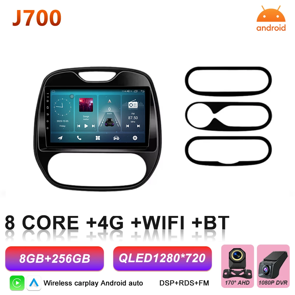 Android 16 Carplay autoradio voor Renault Kaptur Captur Clio Samsung QM3 2013 2014 2015 2016 GPS stereo multimediaspeler BT Wifi