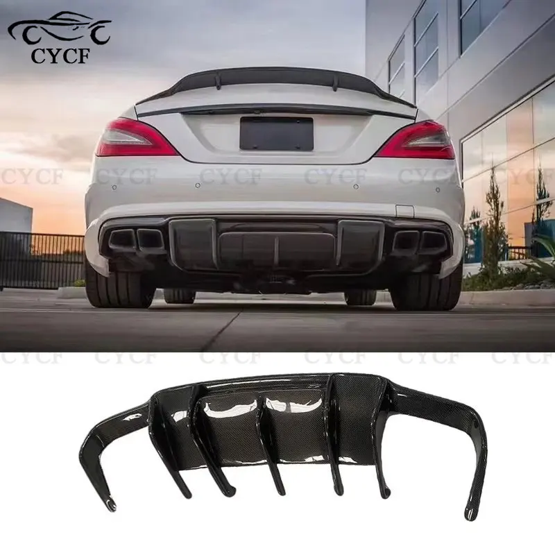 Carbon Fiber Rear Bumper Lip Diffuser for Mercedes Benz CLS Class W218 CLS350 CLS63 AMG 2011-2018 Car Exterior Accessories