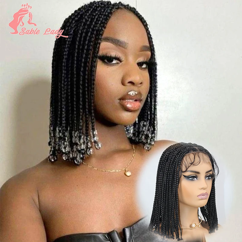 

10" Synthetic Full Lace Braided Wigs For Black Women Short Bob Wigs Braids Hair Wig Cornrow Braids Box Braid Wig Lace Front Hair