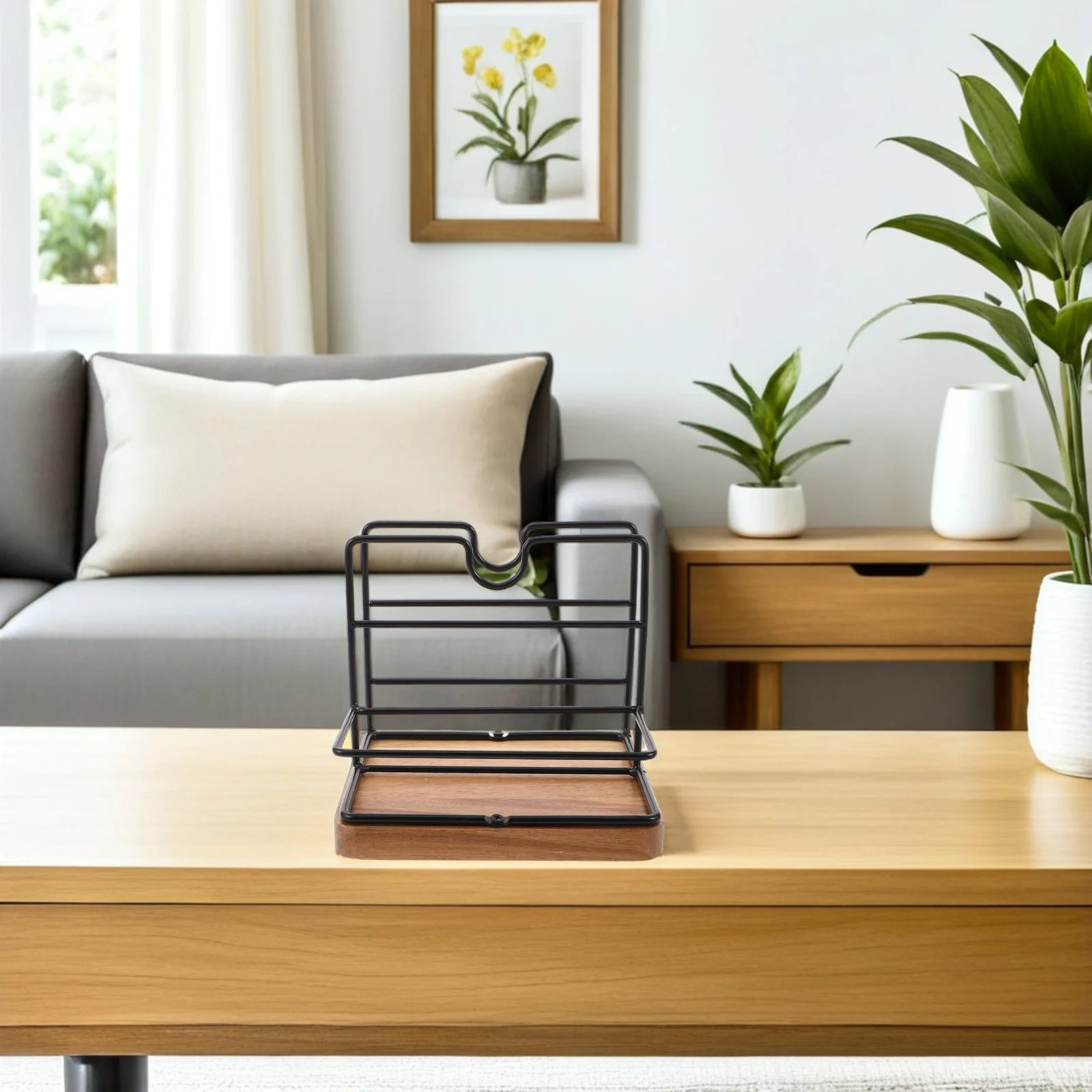 

Retro Paper Towel Holder Iron Wood Standing Napkin Dispenser Farmhouse Dining Table Spice Rack Countertop Organizer Kitchen