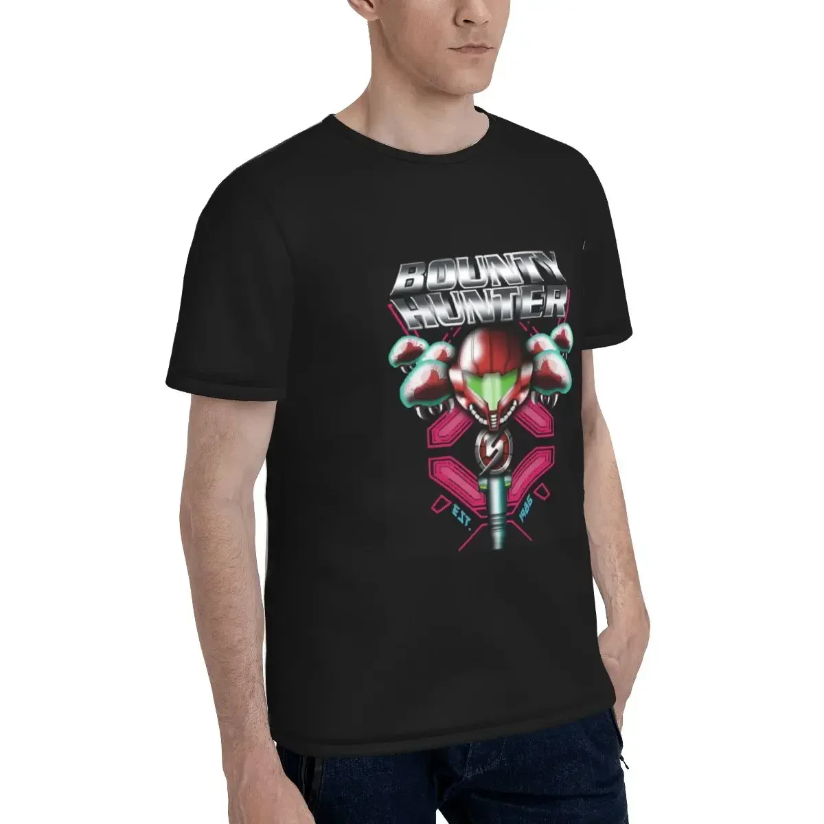 Hunter Samus Metroid Samus Aran T-Shirt for Men polyester T Shirts Men's Tees Short Crew Neck Summer Clothes Tops