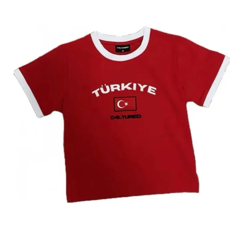 2024 new Y2K vintage blouse red sexy trendy baby T-shirt junk T-shirt casual round-neck blouse