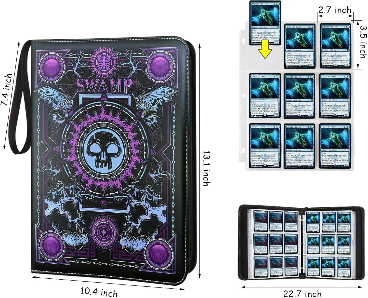 900-Pocket Card Binder,9-Pocket Trading Card Binder,Premium PU Leather Album with Protective Design,Trading Card Album