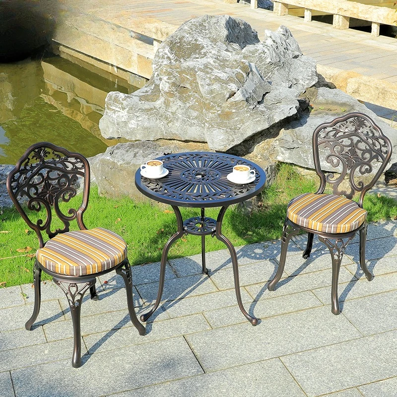 Outdoor cast aluminum tables and chairs three-piece balcony small tables and chairs disassembly and assembly leisure table