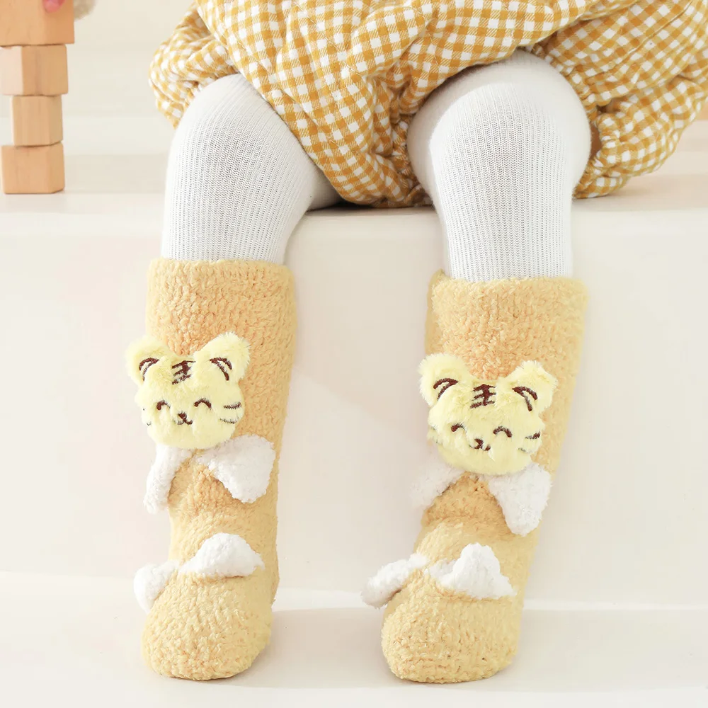 

Kids Winter Anti Slip Long Socks With Print Children Boys Girls Toddler Baby Warm Kawaii Funny Cute Plush Fluffy Knee High Sock