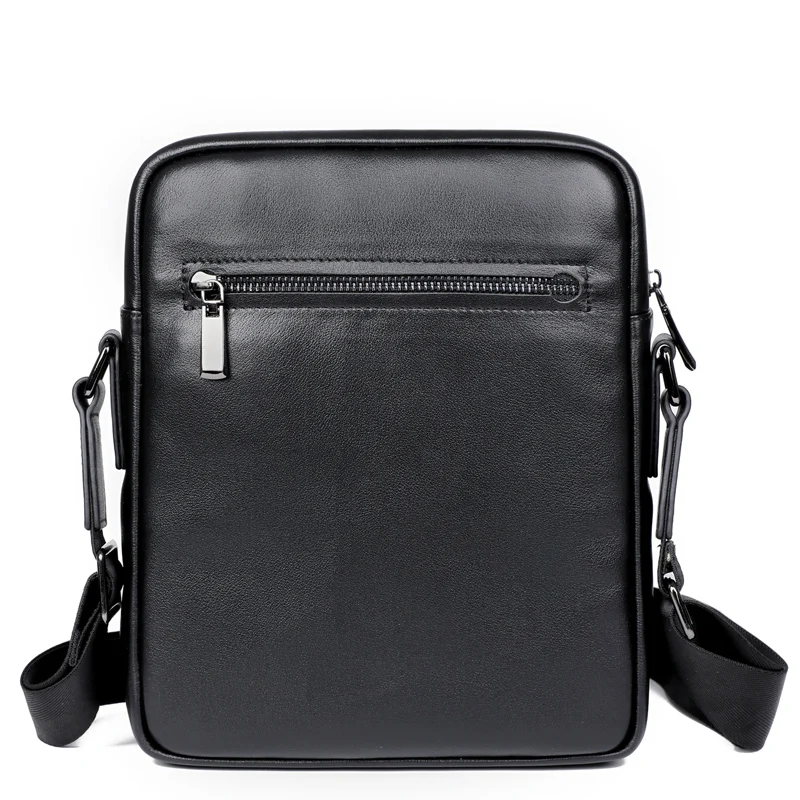 Top layer cowhide men's shoulder bag High quality Large capacity cross-body bag leather men's bag Packs Satchel Purse black