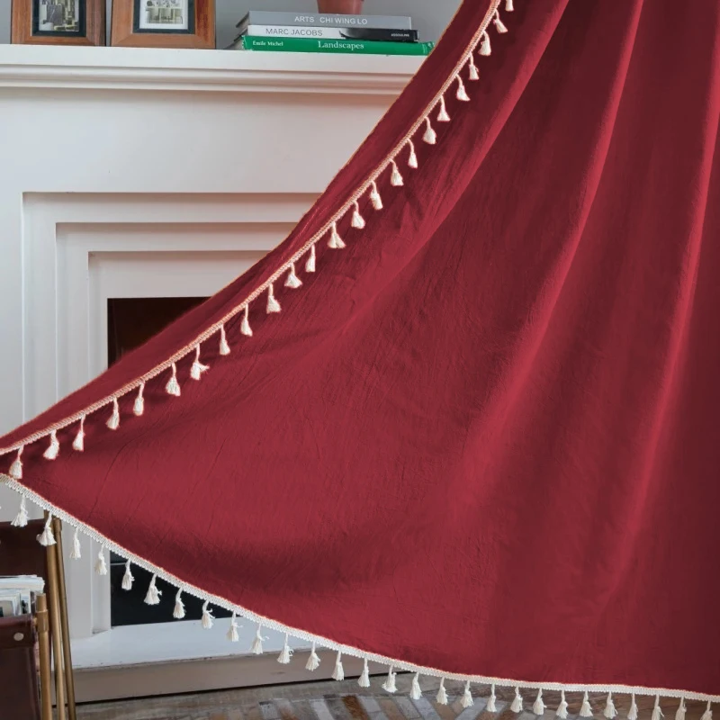 1 قطعة ستائر شرابة بلون سادة على طراز عيد الميلاد مناسبة لغرف النوم وغرف المعيشة والشرفات وحفلات العطلات وديكور المنزل #4