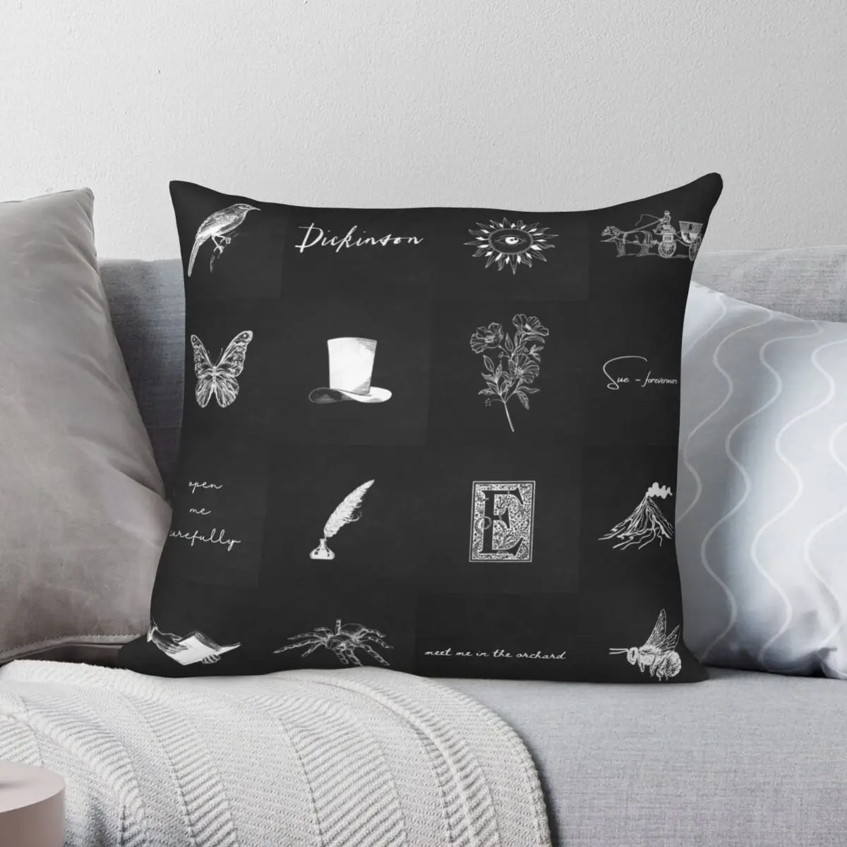 DICKINSON SERIES ART Pillowcase Polyester Linen Velvet Creative Zip Decor Sofa Seater Cushion Cover 45x45