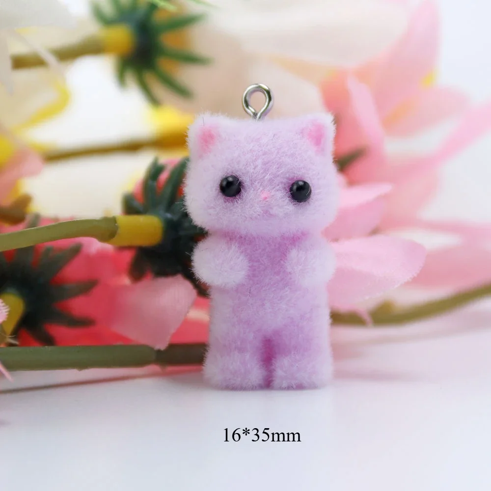 20 ชิ้น 3D น่ารัก Mini Flocking แมวที่มีสีสันเรซิ่น Charms การ์ตูนสัตว์ตุ๊กตาจี้สําหรับพวงกุญแจต่างหู DIY เครื่องประดับหัตถกรรมทํา