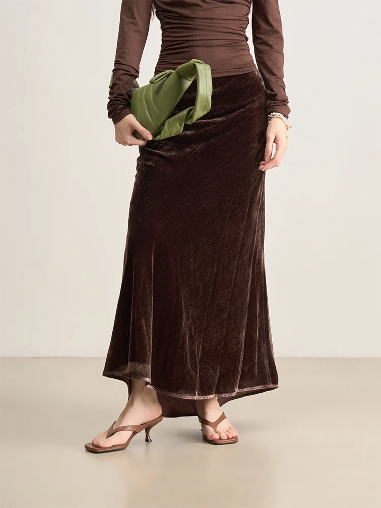 

Юбка-футляр из бархатной ткани Ele Velvet Material Fi Tail, тонкая пошивка, LANVIVIER, средней длины, женская, повседневная, модная, для деловых встреч и свиданий