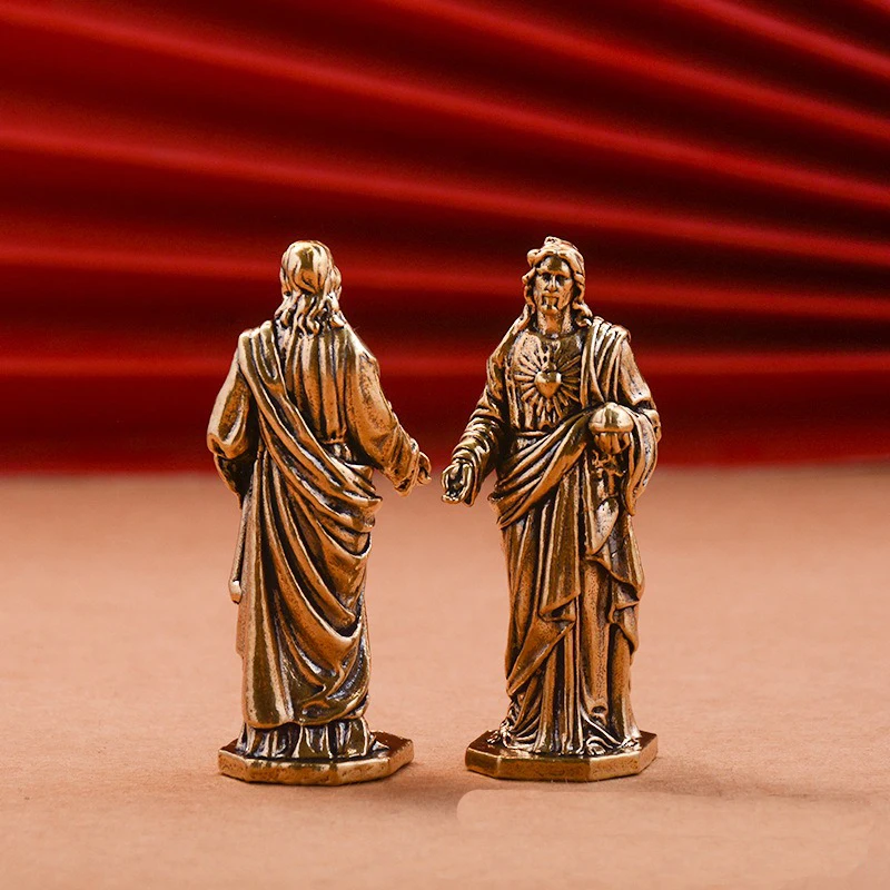Brass Father God Staue Figurines Miniatures Desktop Ornaments Retro Metal Character Models Crafts Home Decoration Accessories