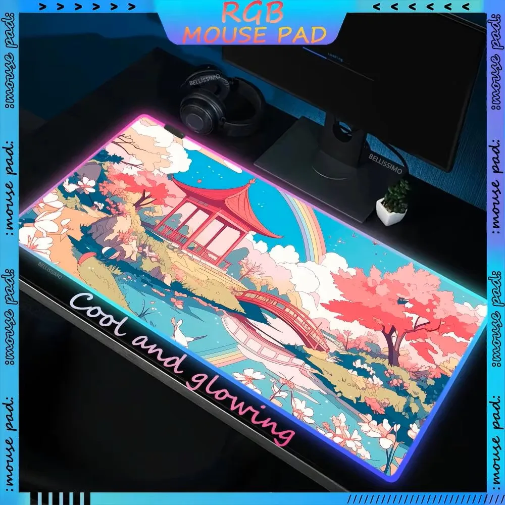 RGB Illustration Type Landscape XXL MousePad Laptop Pad LED Large Game Accessories Backlight Keyboard Table Pad Rubber Mouse Pad