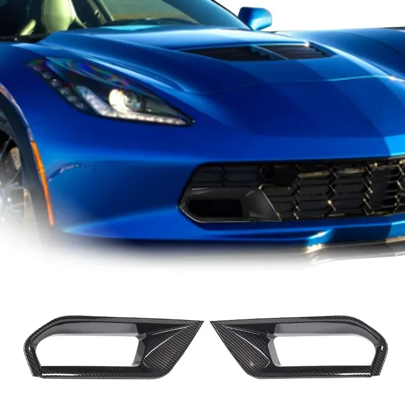 

For Chevrolet Corvette C7 Z06 Real Dry Carbon Fiber ABS Front Bumper Air Inlet Frame Cover Trim Stickers Accessories 2014-2019