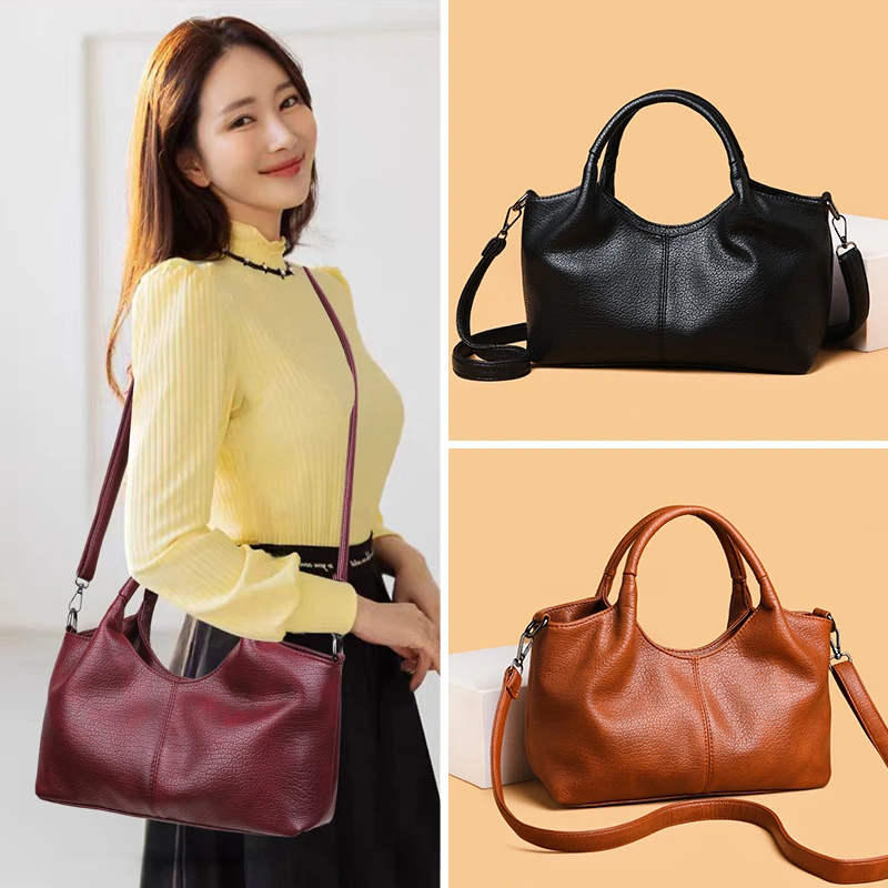 

High Quality PU Leather Retro Tote Bag for Women 2026 Winter Trend New Fashion Handbags Females Travel Shoulder Crossbody Bags
