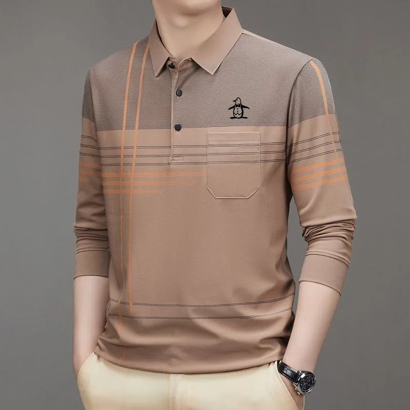 Koreanische Luxus Golf T-shirt männer Golf Tragen 2025, Frühjahr Neue Polo-Shirt Reine Baumwolle Business Casual Lange Ärmel männer Golf Kleidung