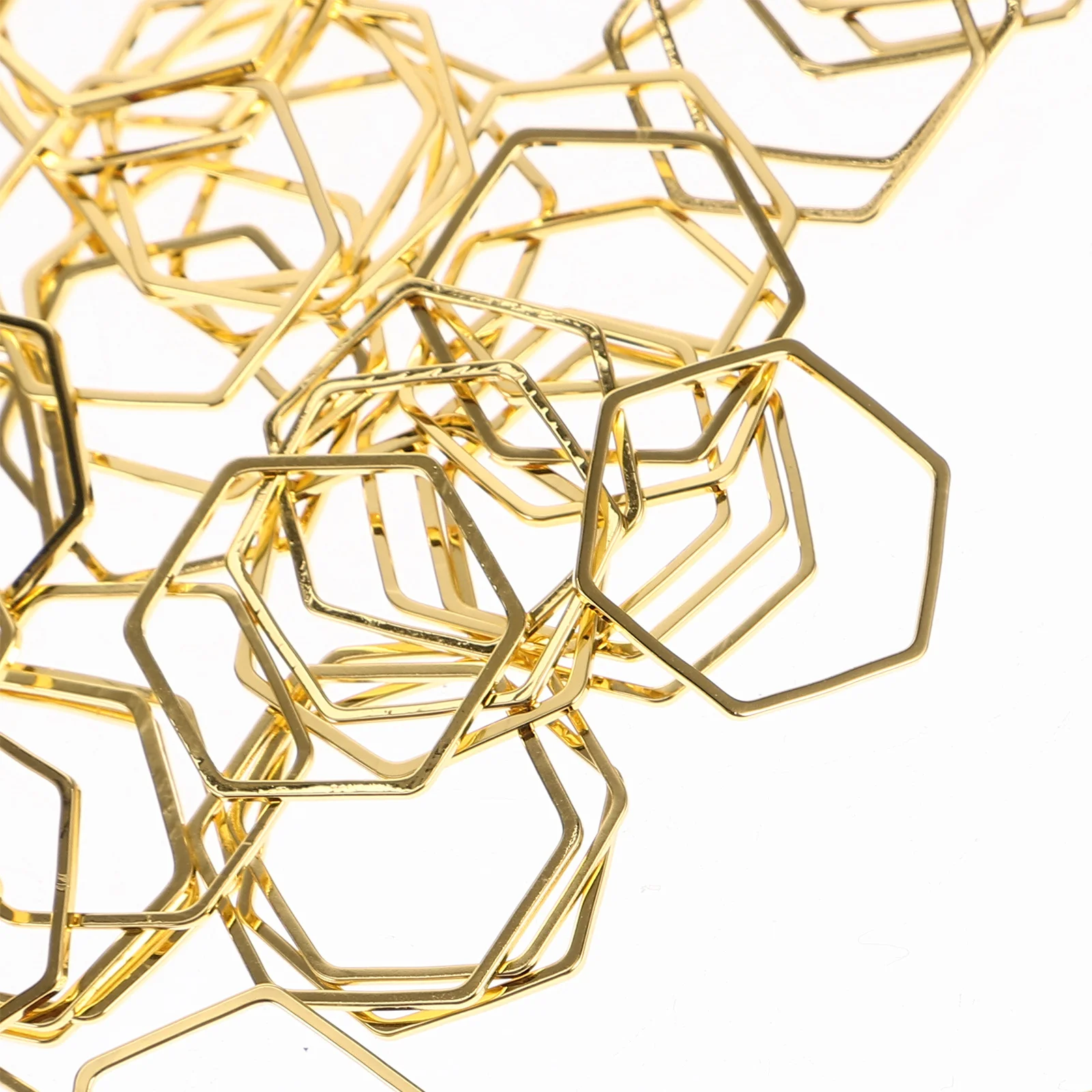 50Pcs Hexagon Earring Charm Copper DIY Jewelry Findings for Earrings Necklaces Bracelets Pendant Making Supplies Hexagonal