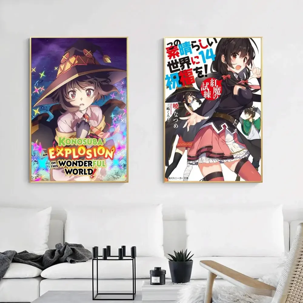 KonoSuba الآلهة نعمة على هذا العالم الرائع المشارك دائم اللوحة قماش الجدار الشنق ديكور المنزل الفن جدارية الجمالية