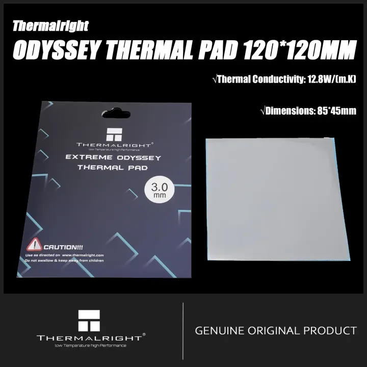 

Thermalright Odyssey Thermal Pad 2.5mm 12.8 W/mK, 120*120mm, Non Conductive Highly Efficient Heat Resistance, for PC GPU/CPU/SSD