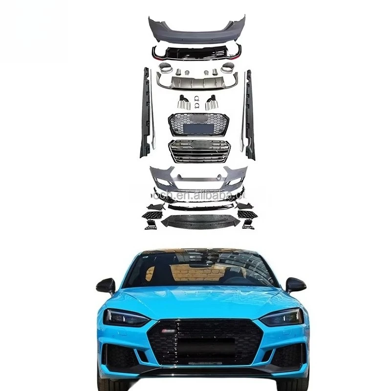 Car Bumper for A5 S5 2017 to Rs5 2021Body Kits Car Front Gril Side Skirts Rear Diffuser Exhaust Pipe Exterior Accessories