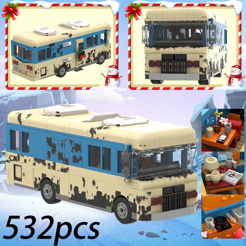Popular Movie Xmas Vacation RV&House Building Block Set, Movie Model RV Brick Kit, DIY Assembly Toy, Birthday Gift for Collector