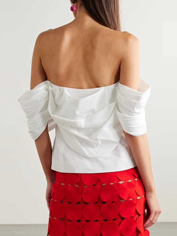 VGH Design Asymmetric Lace Hollow out round Half Skirt Bodycon High Waist A-Line Skirt Commute Simple Style Ladies Skirt