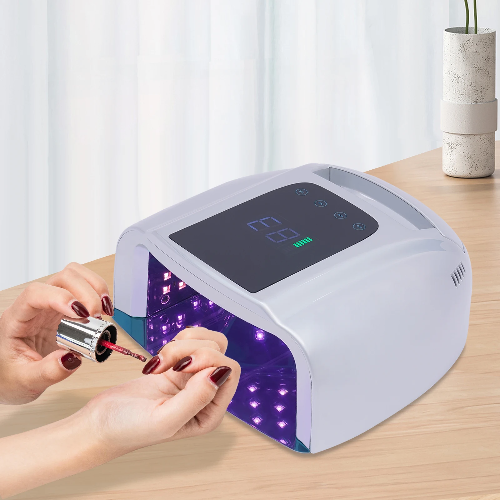 Nail Dryer, 96W 42-Bead Professional Rechargeable UV LED Portable Cordless Nail Lamp Machine with Removable Stainless Steel