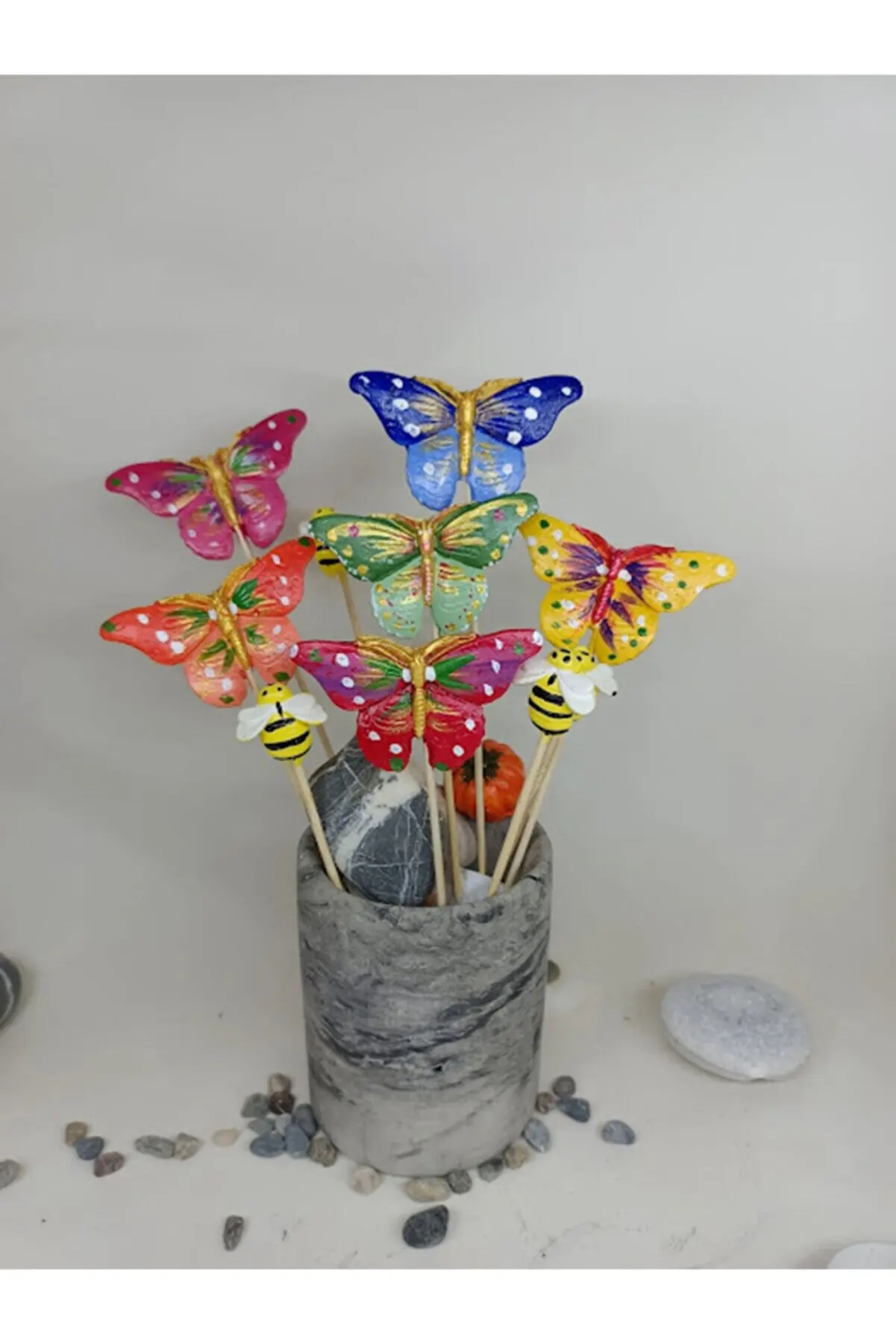 Fun Colorful Butterfly Shaped Pot Ornaments 10 Pieces Garden Home Decoration Pinwheel Flower Pot Accessory Flower Pot Accessory Flower Care