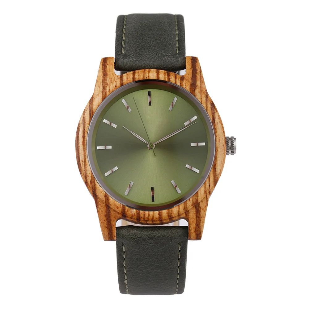 Unisex Bamboo Couple Watch Wood Leather Mixed Strap Pin Buckle Minimalist Holiday Clearance Quartz Wristwatch