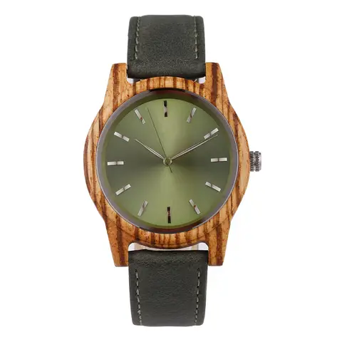 Unisex Bamboo Couple Watch Wood Leather Mixed Strap Pin Buckle Minimalist Holiday Clearance Quartz Wristwatch