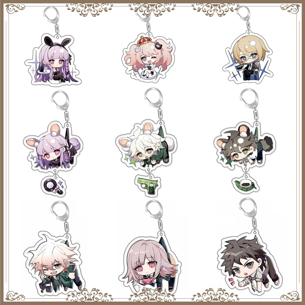 Llavero de plástico de anime Monokuma Danganronpa Naegi Makoto, bonito llavero decorativo de dibujos animados Baji, regalo de moda