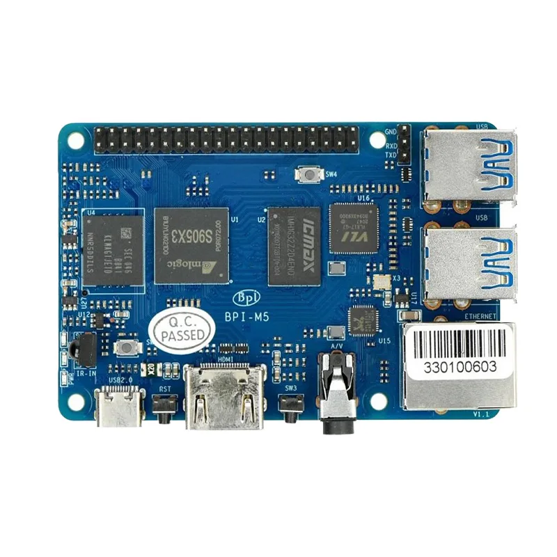 Banana Pi BPI-M5 with Amlogic S905x3 chip design 16G eMMC, High Performance like 4B compatible with Raspberry Pi 3B Size