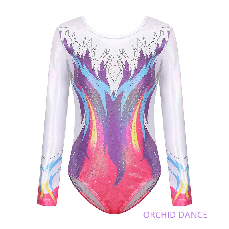 Gran oferta, alta calidad, muchos diseños, tamaño completo, niños, niñas, niños, mangas largas, gimnasia rítmica artística, disfraces de leotardos