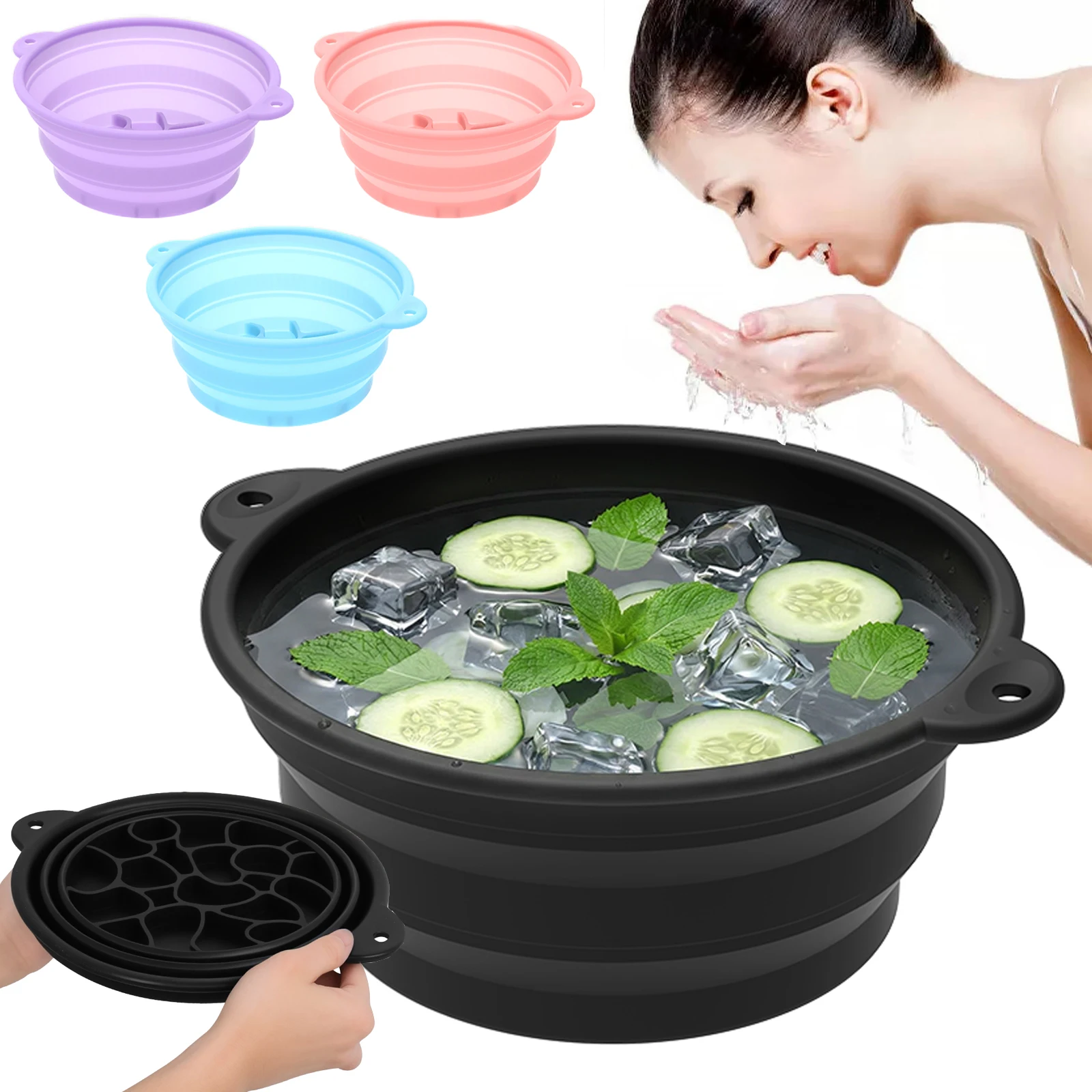 

Складная силиконовая чаша для криотерапии лица: портативная купель для охлаждения кожи, ухода от отеков и криопрепараций, инструмент для красоты