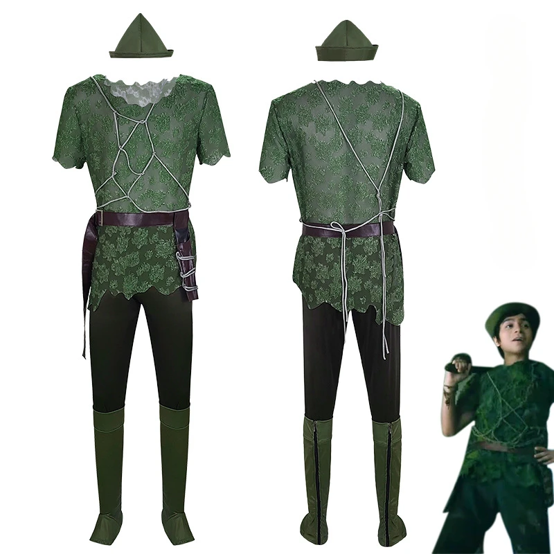 Peter Pan Cosplay Halloween Party Cosplay Costume Men Child Kids Girls Boys Peter Pan Costume Uniform Accessories Roleplay Suit