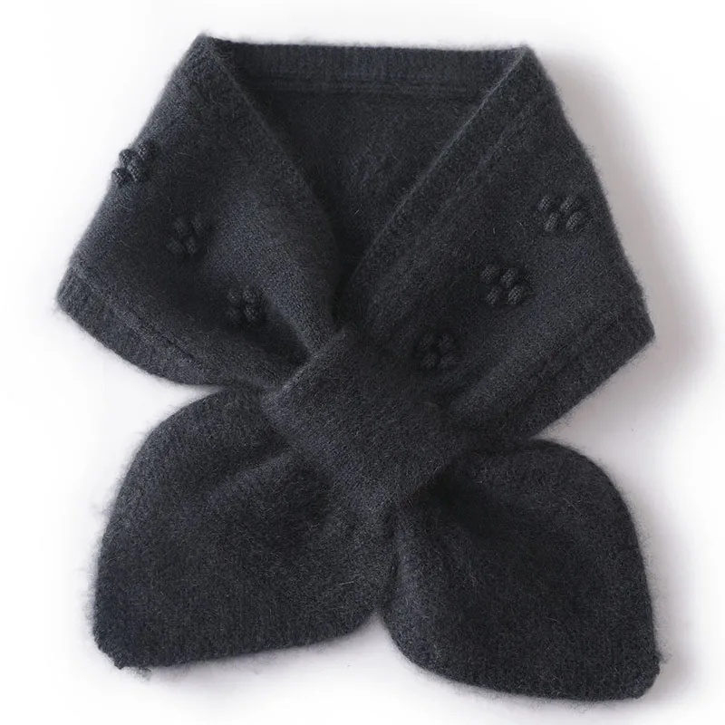 

Women's Scarf Solid Color Short Cashmere Bow Tie Autumn and Winter Seven-Pin Thickened Warm Accessories Adult Multi-Functional